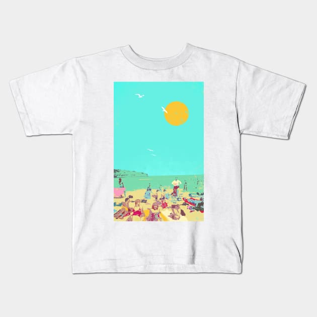 RETRO BEACH Kids T-Shirt by Showdeer